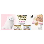 Purina Fancy Feast Classic Pate Kitten Food, Wet Cat Food, Salmon Primavera, 3 oz Cans (12 Pack)